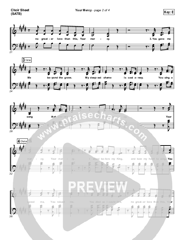 Your Mercy Choir Sheet (SATB) (Paul Baloche)