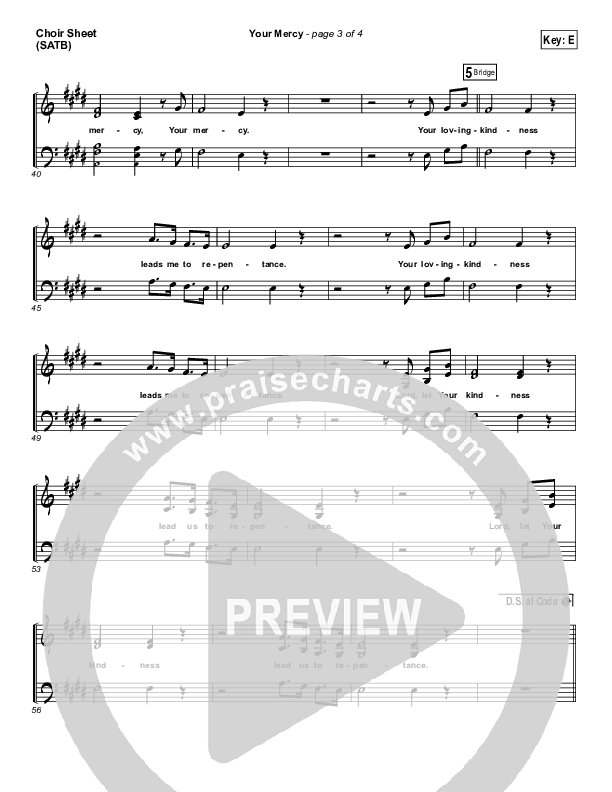 Your Mercy Choir Vocals (SATB) (Paul Baloche)