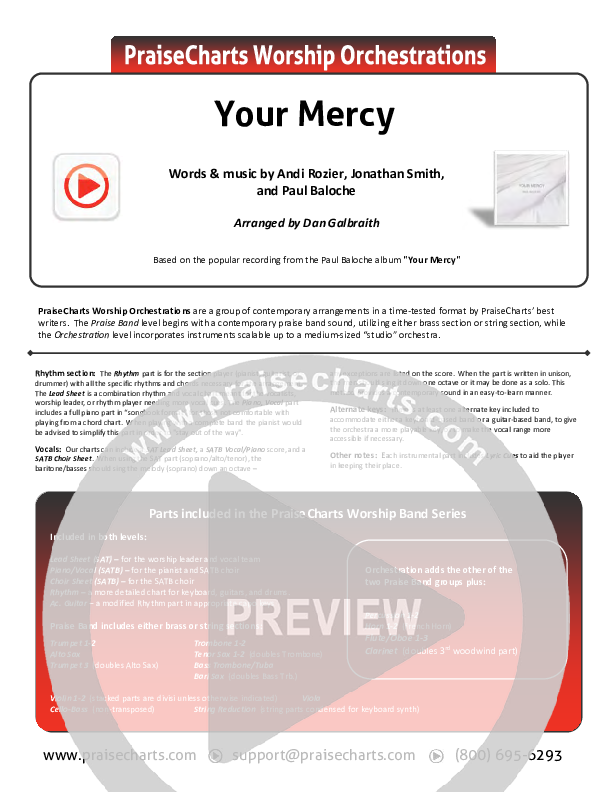 Your Mercy Cover Sheet (Paul Baloche)