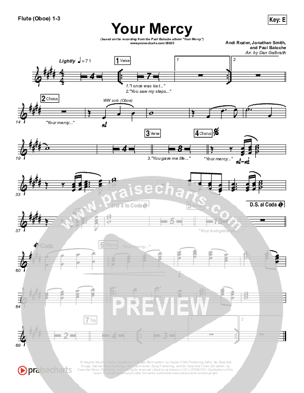 Your Mercy Flute/Oboe 1/2/3 (Paul Baloche)