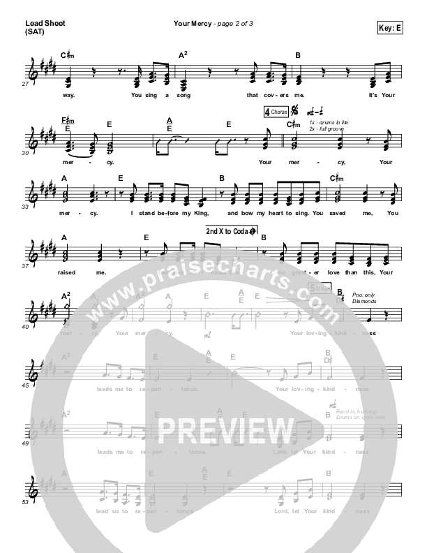 Your Mercy Lead Sheet (SAT) (Paul Baloche)