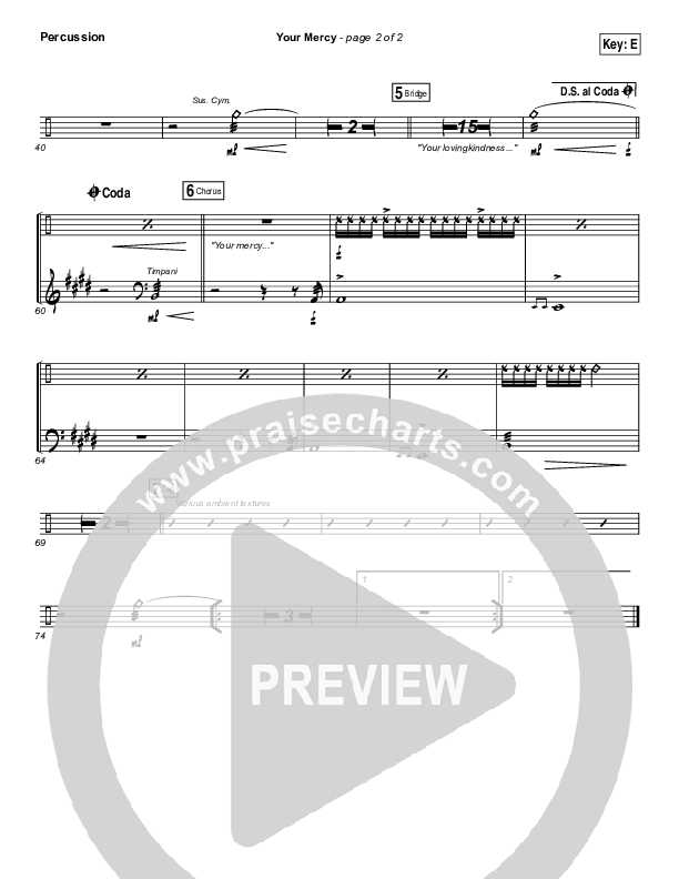 Your Mercy Percussion (Paul Baloche)