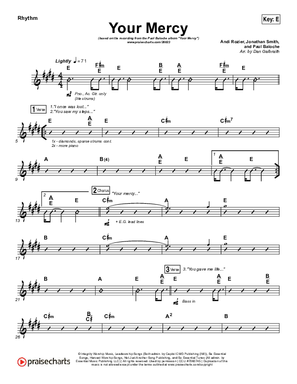 Your Mercy Rhythm Chart (Paul Baloche)