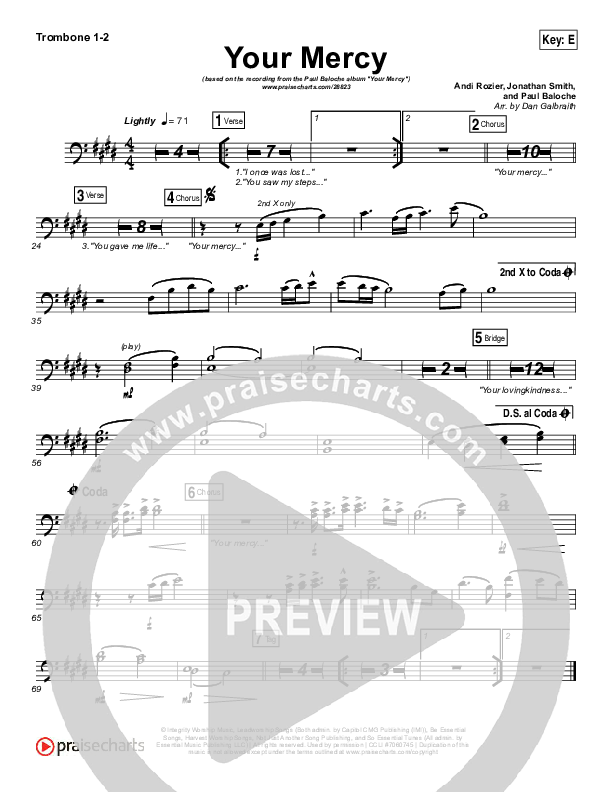 Your Mercy Trombone 1/2 (Paul Baloche)