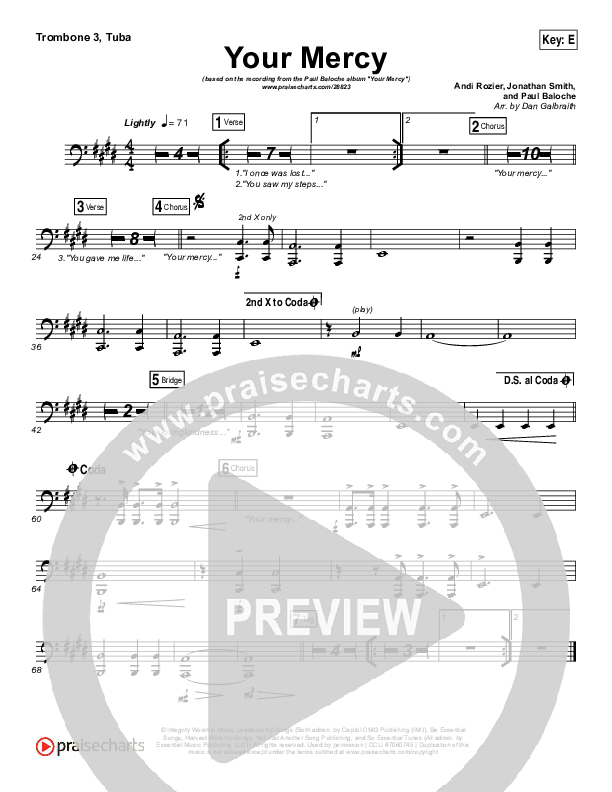 Your Mercy Trombone 3/Tuba (Paul Baloche)