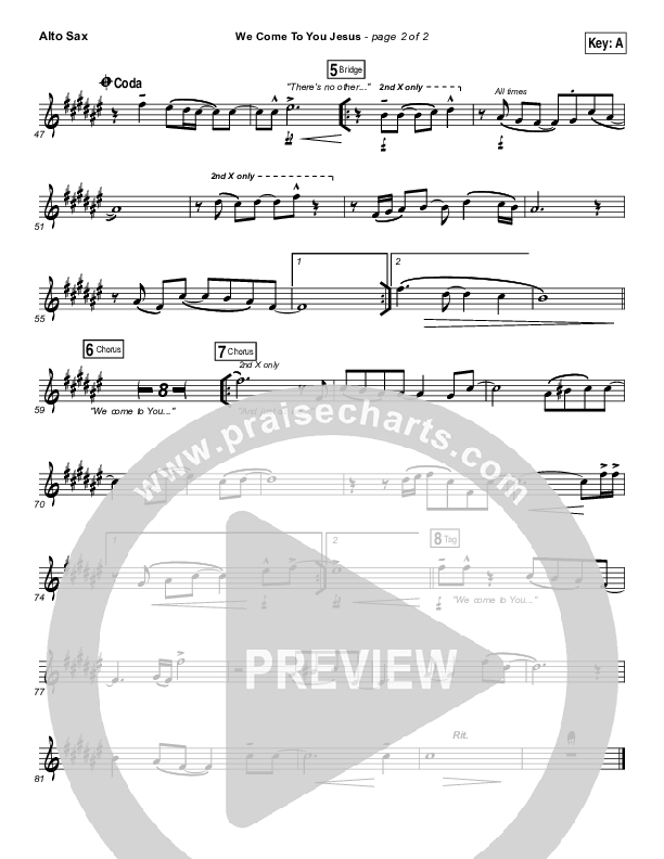 We Come To You Jesus Alto Sax (Paul Baloche)