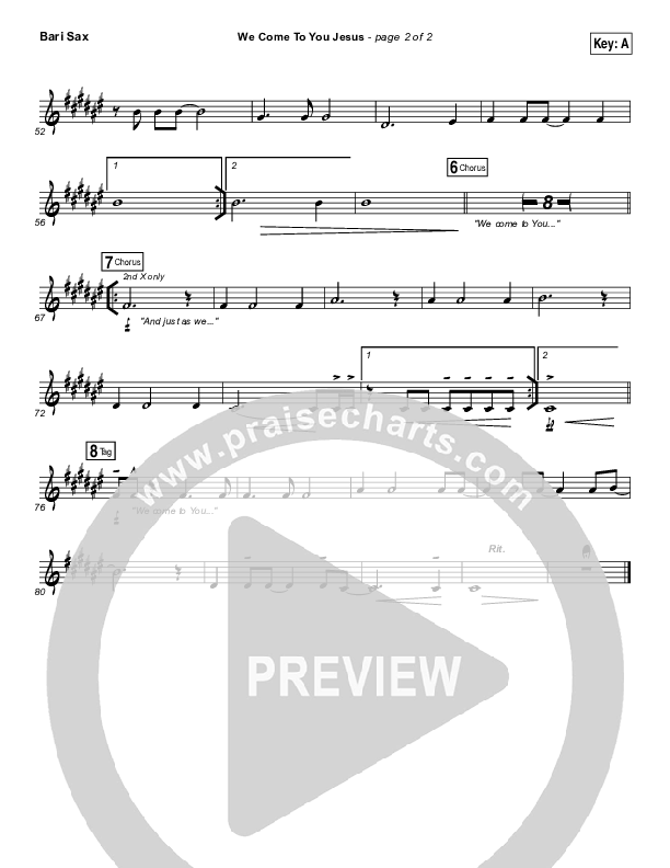 We Come To You Jesus Bari Sax (Paul Baloche)