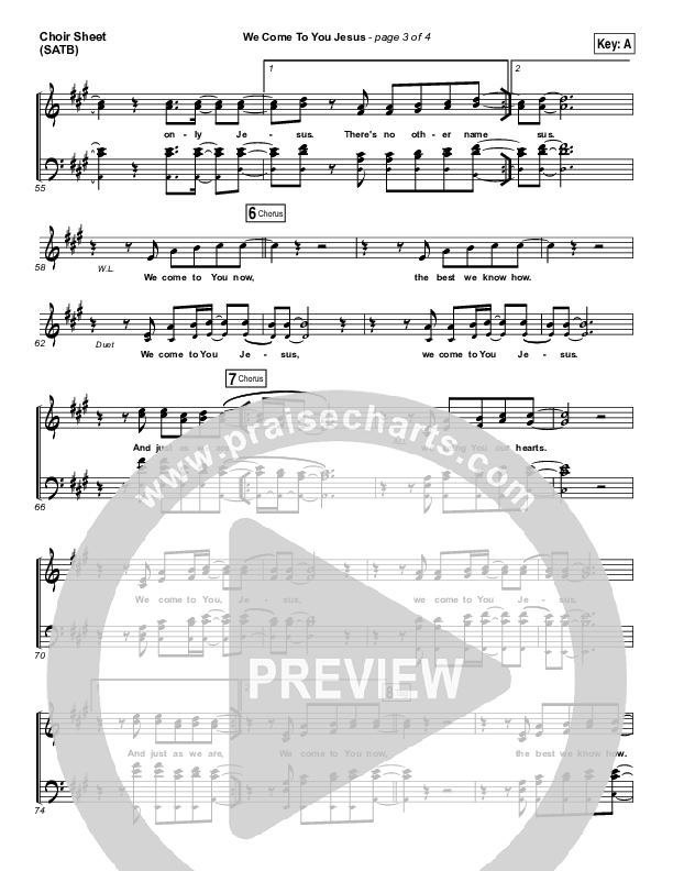 We Come To You Jesus Choir Vocals (SATB) (Paul Baloche)