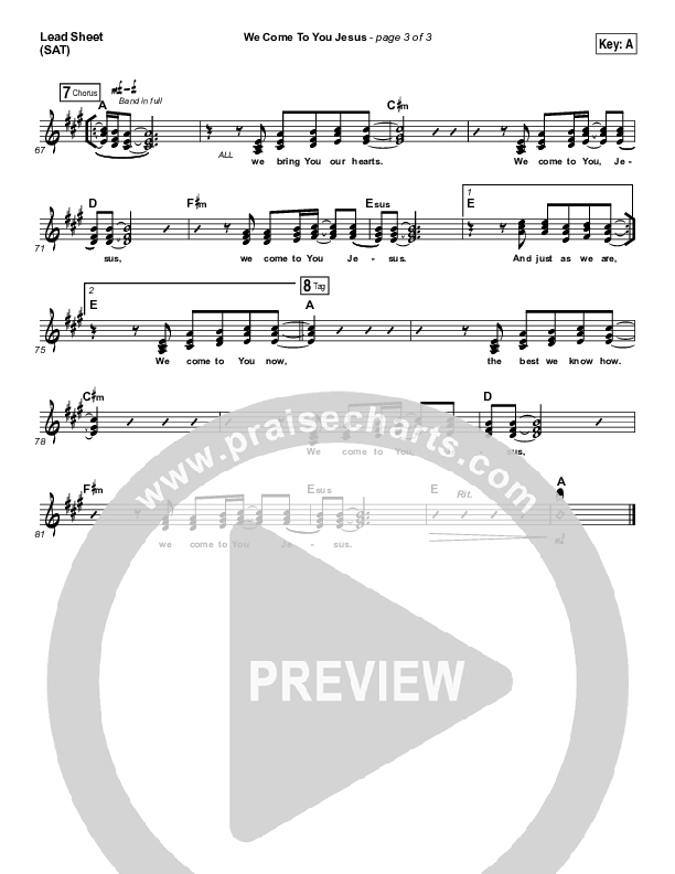 We Come To You Jesus Lead Sheet (SAT) (Paul Baloche)