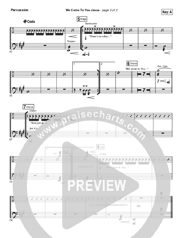 We Come To You Jesus Percussion (Paul Baloche)