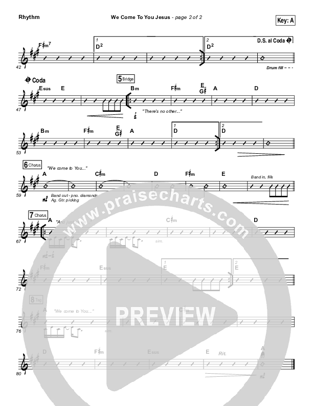 We Come To You Jesus Rhythm Chart (Paul Baloche)