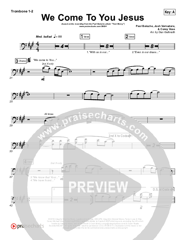 We Come To You Jesus Trombone 1/2 (Paul Baloche)