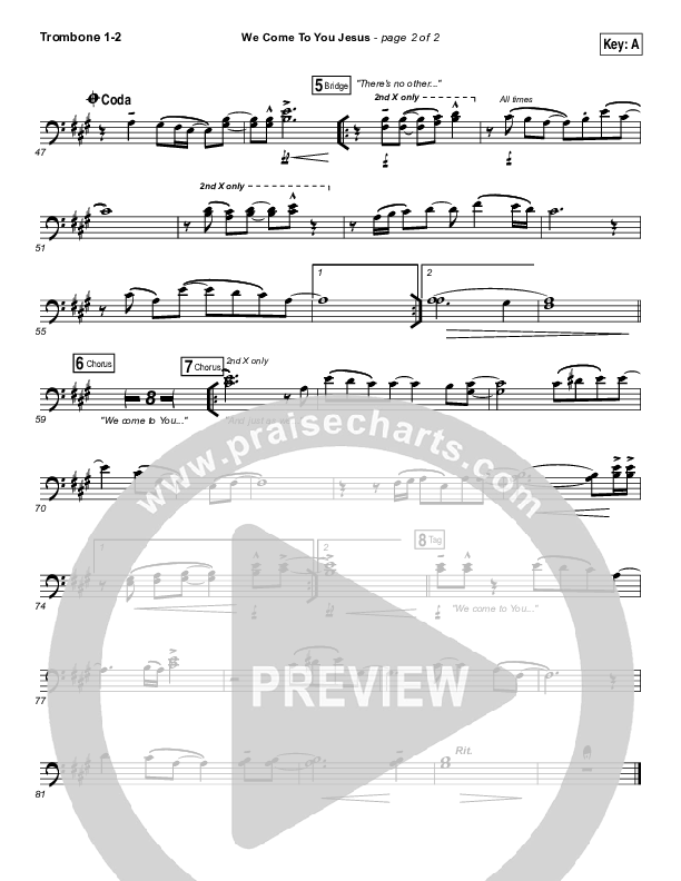 We Come To You Jesus Trombone 1/2 (Paul Baloche)