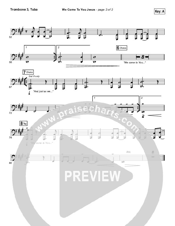 We Come To You Jesus Trombone 3/Tuba (Paul Baloche)