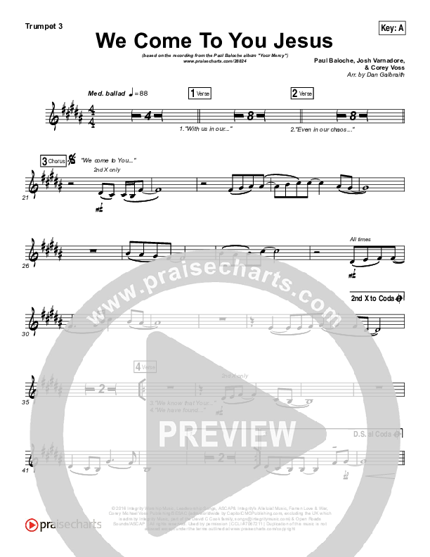 We Come To You Jesus Trumpet 3 (Paul Baloche)