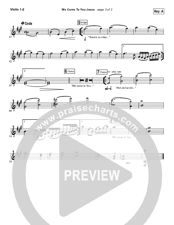 We Come To You Jesus Violin 1/2 (Paul Baloche)