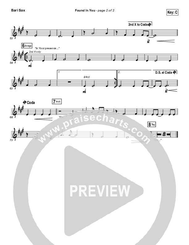 Found In You Bari Sax (Paul Baloche)