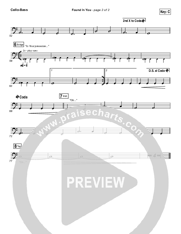 Found In You Cello/Bass (Paul Baloche)