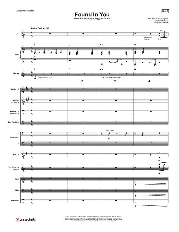 Found In You Conductor's Score (Paul Baloche)
