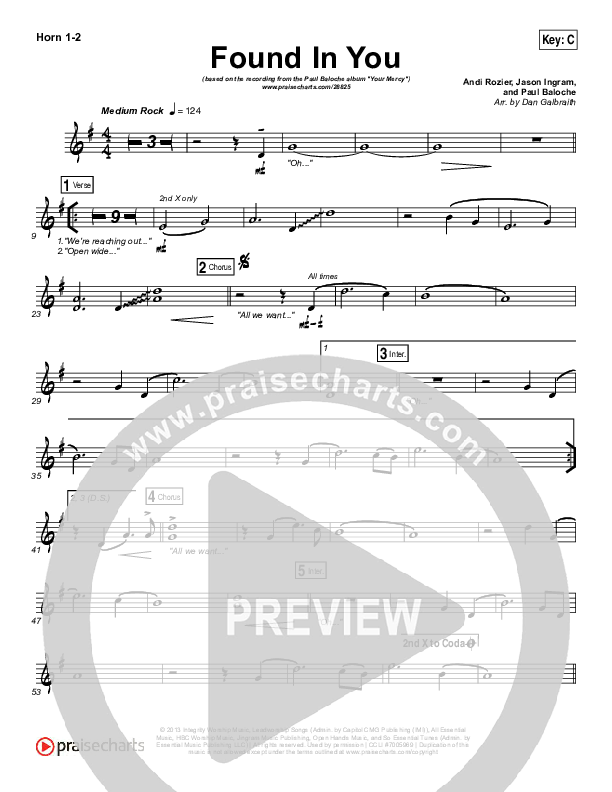 Found In You Brass Pack (Paul Baloche)