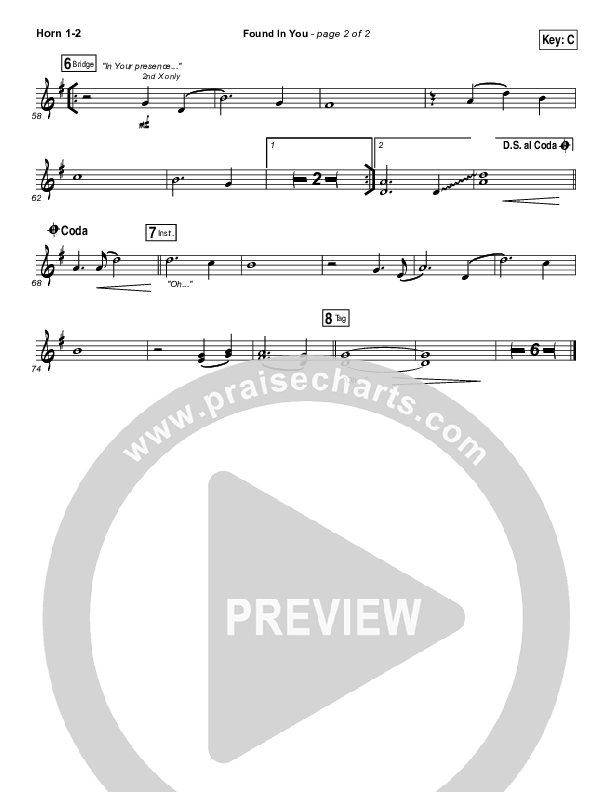 Found In You Brass Pack (Paul Baloche)