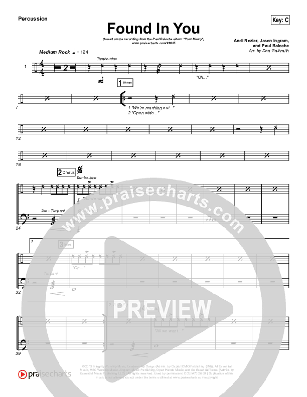 Found In You Percussion (Paul Baloche)