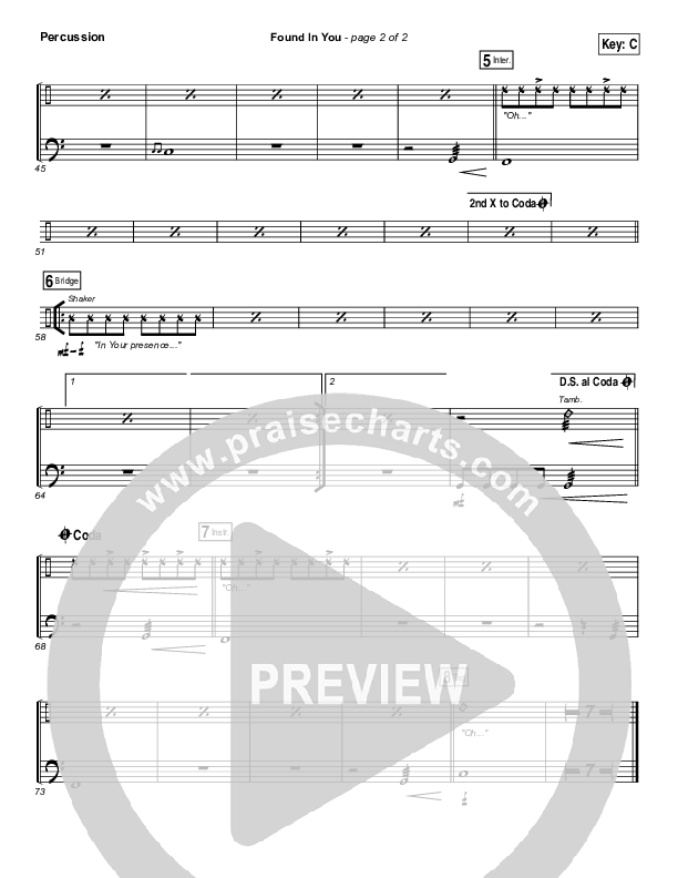 Found In You Percussion (Paul Baloche)