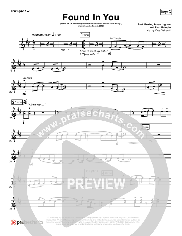 Found In You Brass Pack (Paul Baloche)