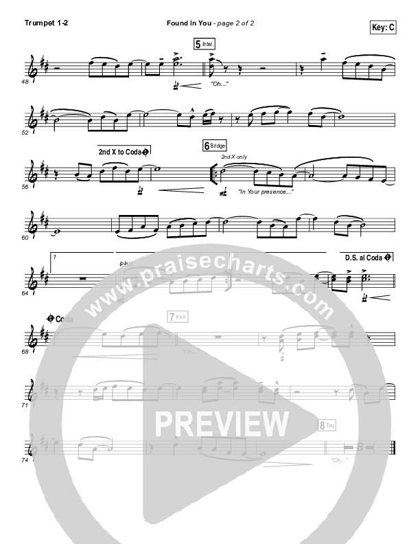 Found In You Trumpet 1,2 (Paul Baloche)