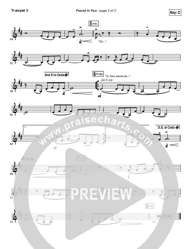 Found In You Trumpet 3 (Paul Baloche)