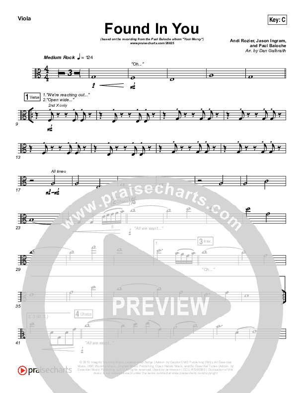 Found In You Viola (Paul Baloche)