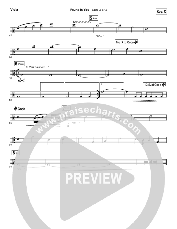 Found In You Viola (Paul Baloche)