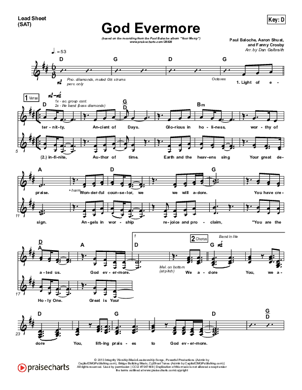 God Evermore Lead Sheet (SAT) (Paul Baloche)