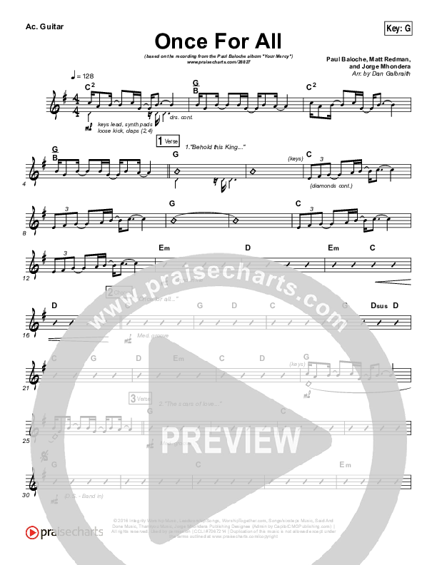 Once For All Acoustic Guitar (Paul Baloche)