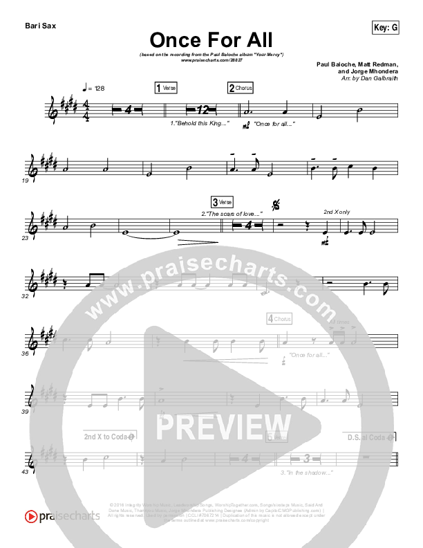 Once For All Bari Sax (Paul Baloche)