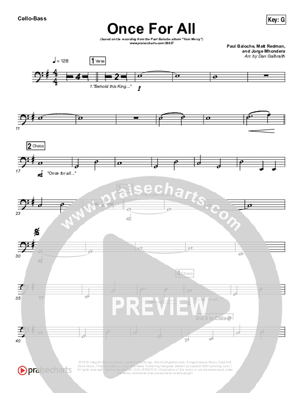 Once For All Cello/Bass (Paul Baloche)