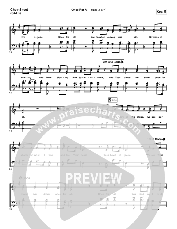 Once For All Choir Sheet (SATB) (Paul Baloche)