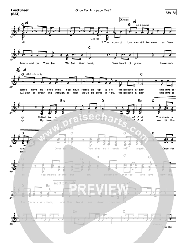 Once For All Lead Sheet (SAT) (Paul Baloche)