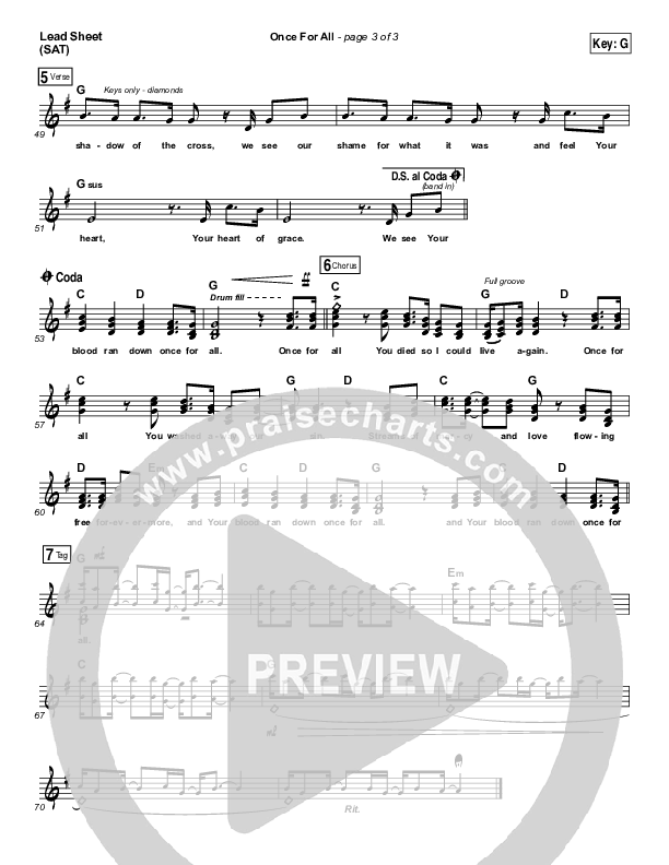 Once For All Lead Sheet (SAT) (Paul Baloche)