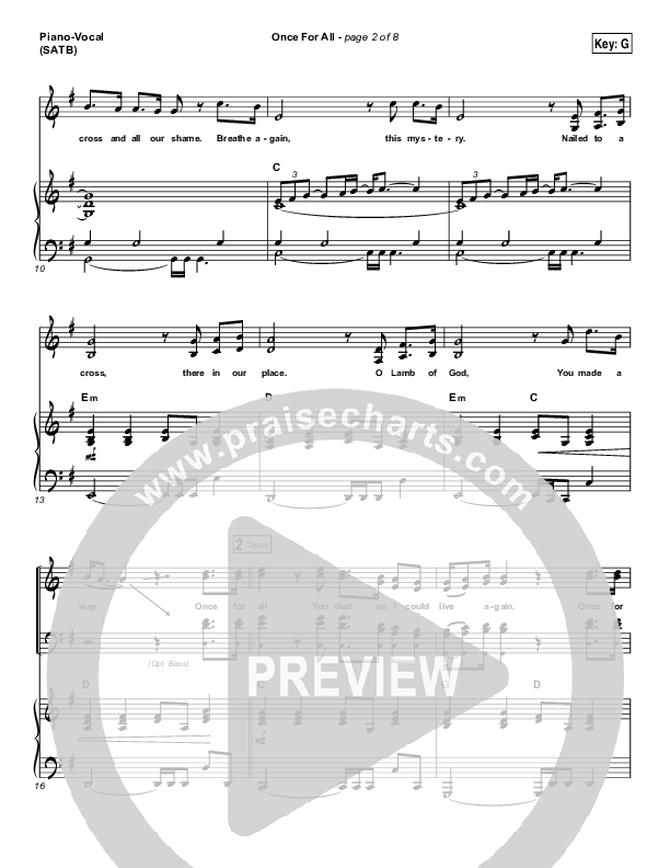 Once For All Piano/Vocal (SATB) (Paul Baloche)