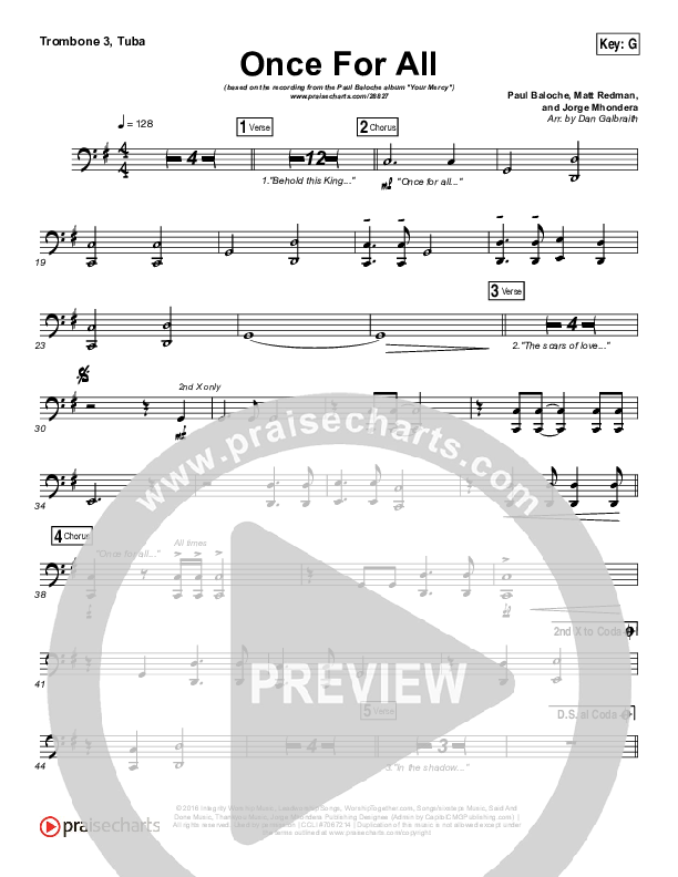 Once For All Trombone 3/Tuba (Paul Baloche)