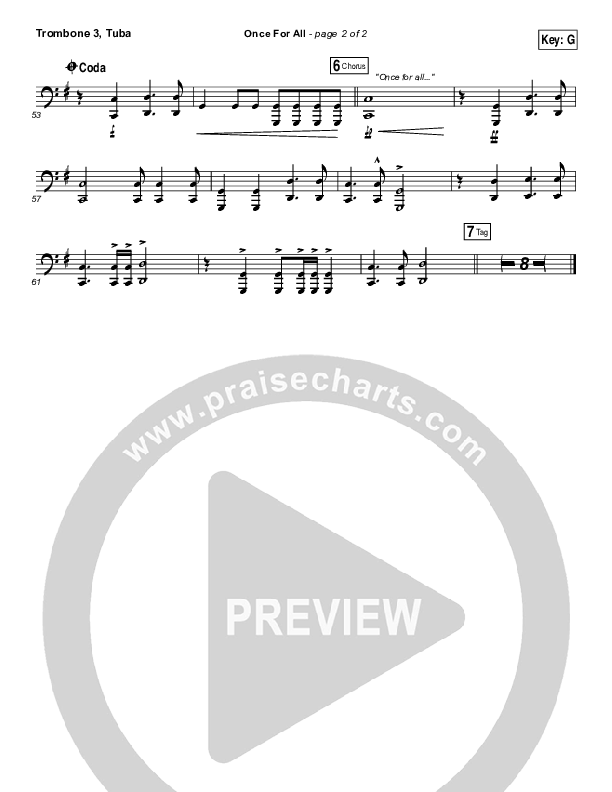 Once For All Trombone 3/Tuba (Paul Baloche)