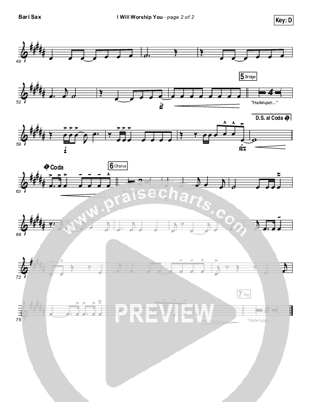 I Will Worship You Bari Sax (Paul Baloche)