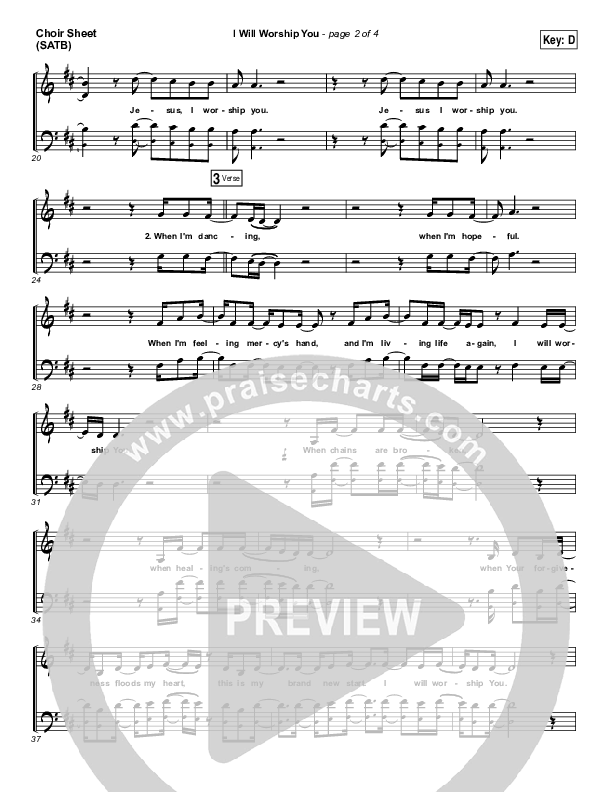 I Will Worship You Choir Sheet (SATB) (Paul Baloche)