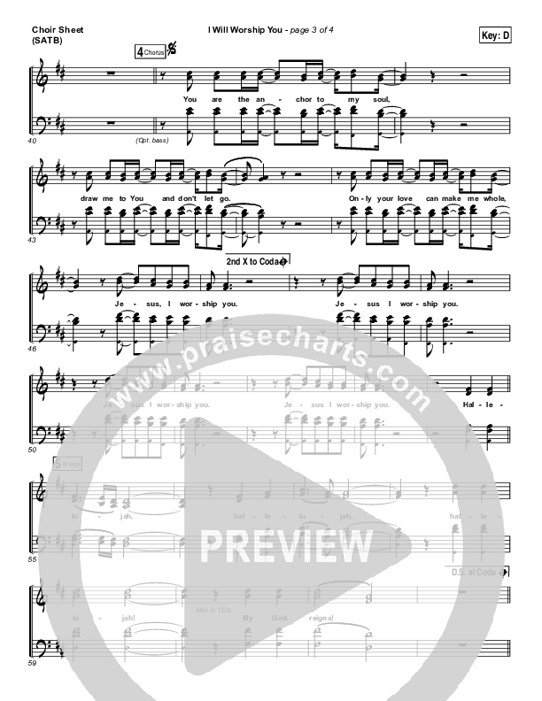 I Will Worship You Choir Sheet (SATB) (Paul Baloche)