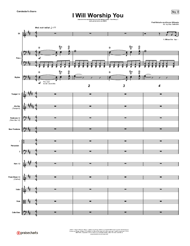I Will Worship You Conductor's Score (Paul Baloche)