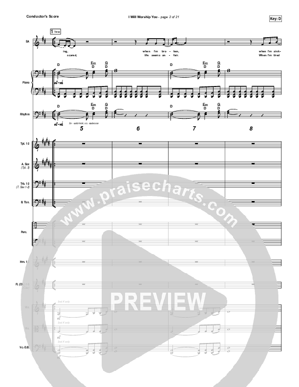 I Will Worship You Conductor's Score (Paul Baloche)