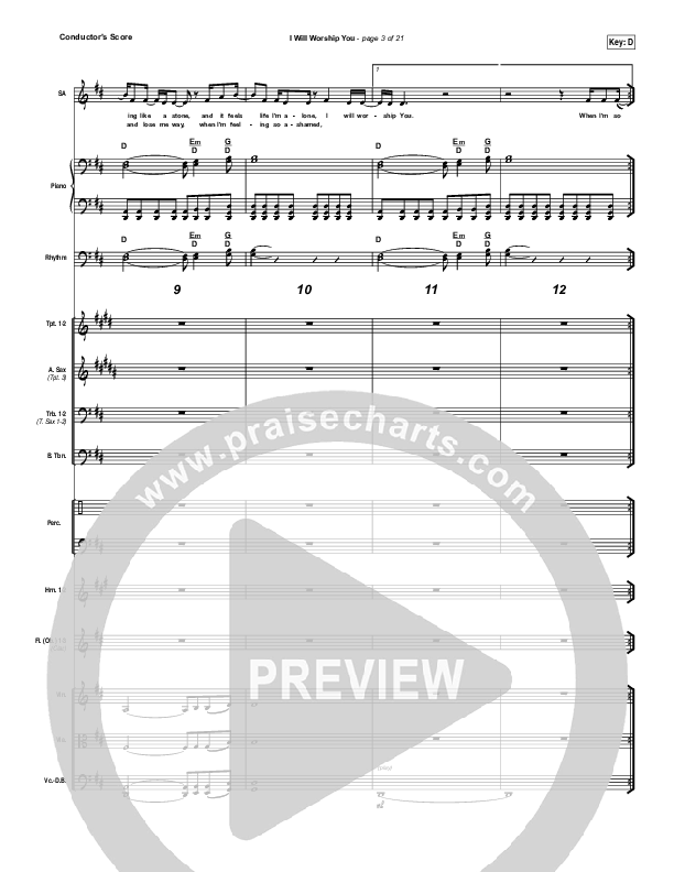 I Will Worship You Conductor's Score (Paul Baloche)