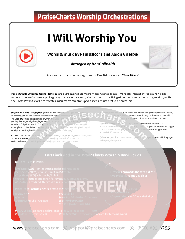 I Will Worship You Orchestration (Paul Baloche)