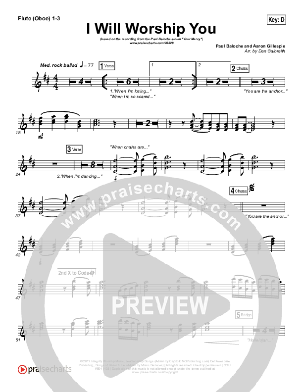 I Will Worship You Flute/Oboe 1/2/3 (Paul Baloche)